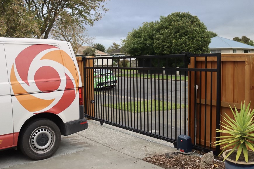 PERL Electrical van by automated gates