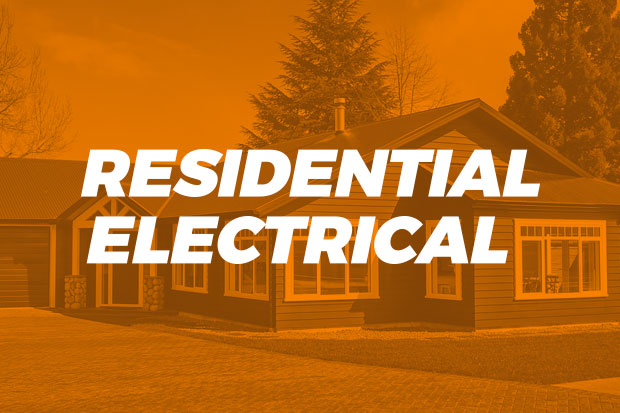 residential electrical text on orange background photo of house
